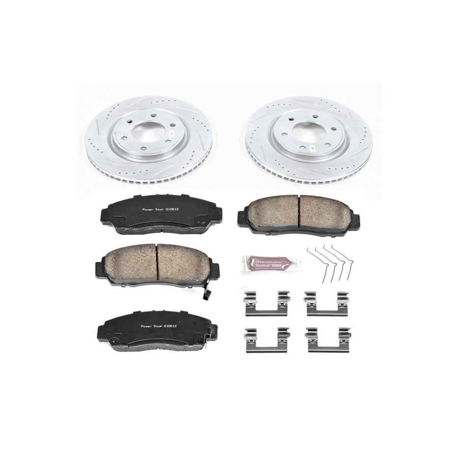 Power Stop K6321 Z23 Carbon Fiber Brake Pads with Drilled & Slotted Brake Rotors Kit For INFINITI QX56 2011-2013, INFINITI QX80 2014-2022, Nissan Armada 2017-2022 [Model Specific]