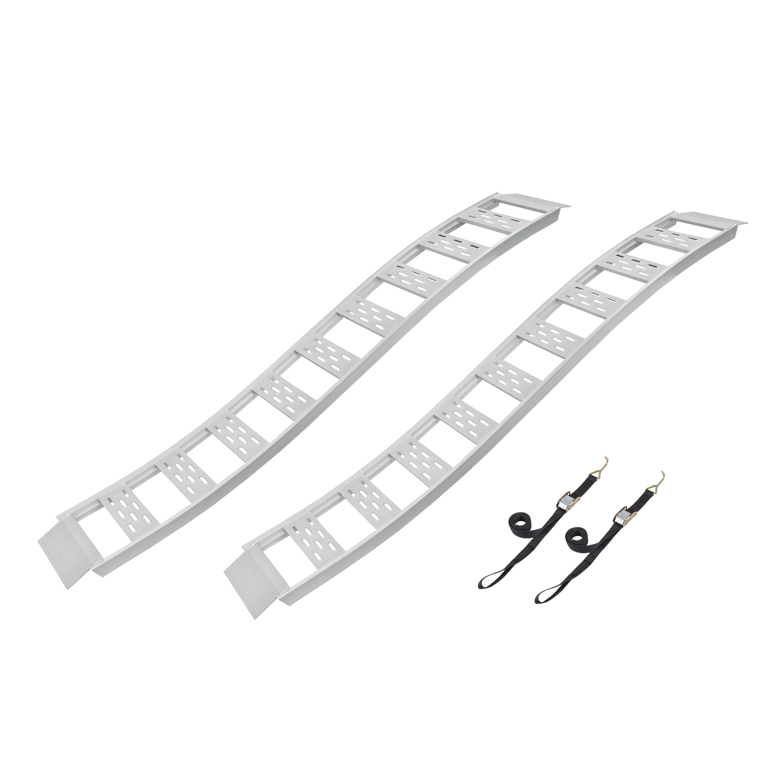 CargoSmart Fixed Aluminum S-Curve Ramp with Treads (2pk) – Easily and Safely Load and Unload Your Light Equipment, Lawn Tractors, ATVs and More, 1,500 lb. Capacity, 12” W x 90” L
