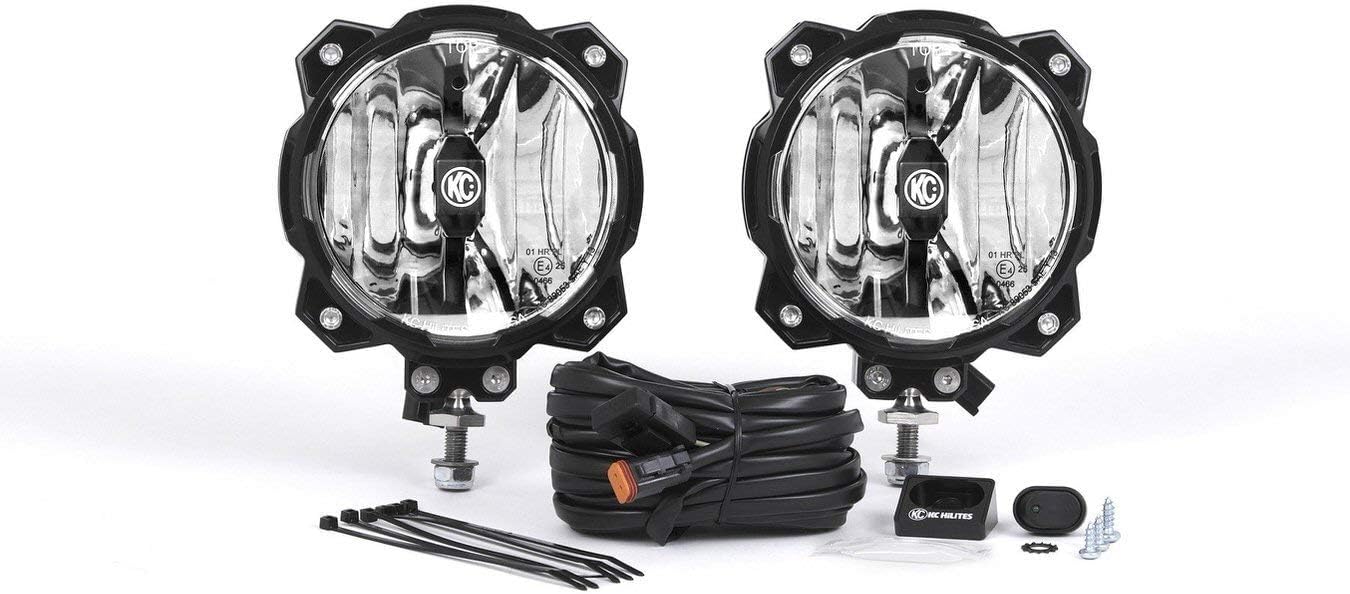 KC HiLiTES Gravity LED Pro6 Single Wide-40 Beam with Wiring Harness and Illuminated LED Light Switch - Pair Pack System 91305
