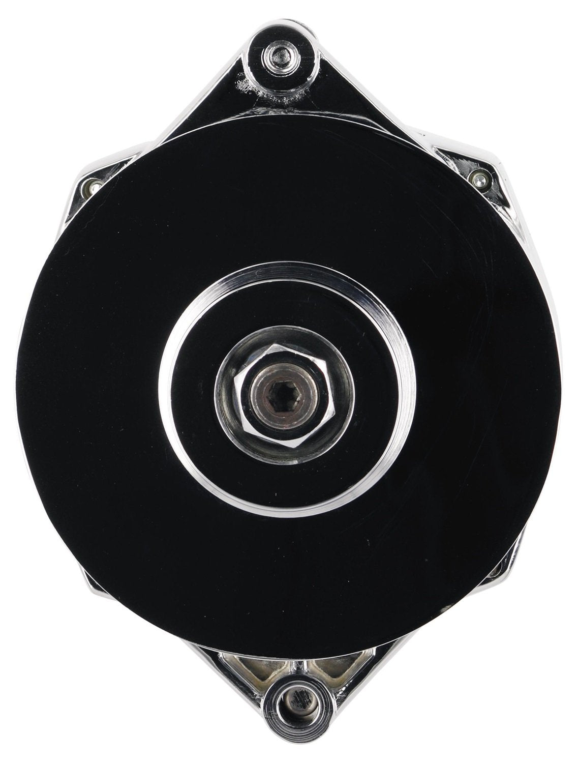 Chrome Powermaster 8-36101-344 Alternator (Upgrade 100A 1V Pulley & Baffle 1 Wire Motorola Replacement 1" Mating flange)