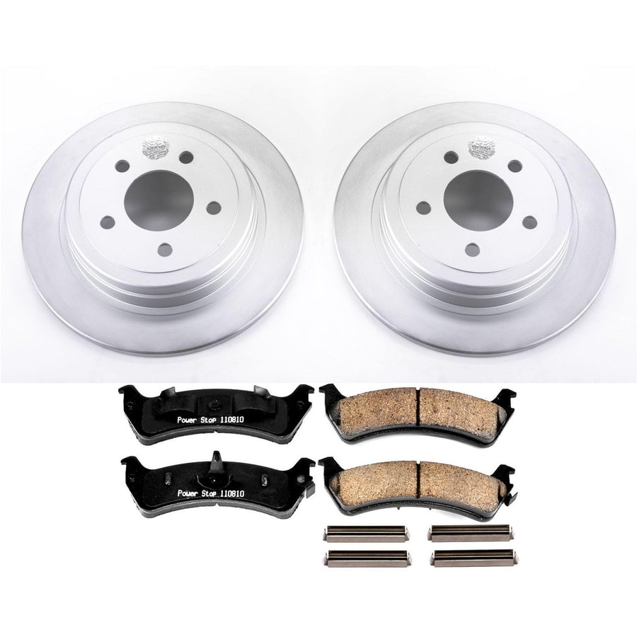 Power Stop CRK5570 Brake Rotor and Coated Ceramic Brake Pads- Rear For Ford Explorer Sport 2003, Ford Explorer Sport Trac 2003-2005 [Model Specific]