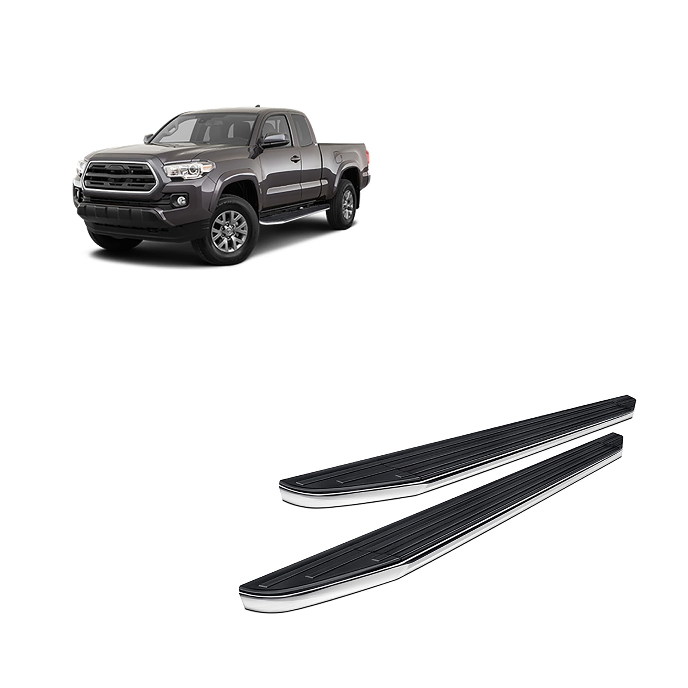 Premium Black Horse Running Boards Compatible with 2005-2023 Toyota Tacoma-PR-T579 Black