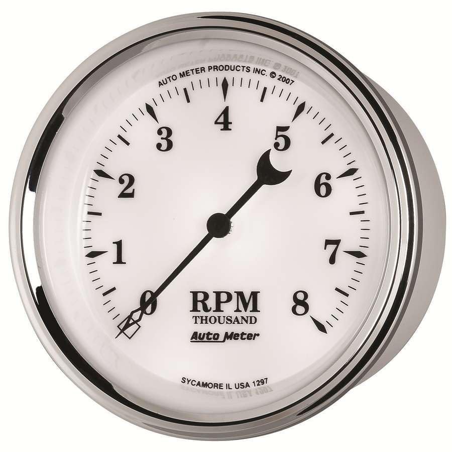 Auto Meter 3-3/8" Old Tyme White II 8000 RPM In-Dash Tachometer Gauge
