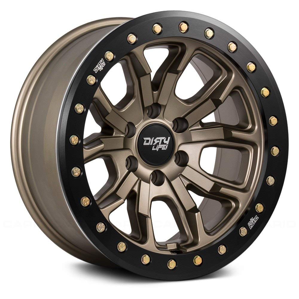 Dirty Life Satin Gold DT-1 Wheel W/Simulated Ring with Alloy Steel (17 x 9. inches /5 x 78 mm, -12 mm Offset)