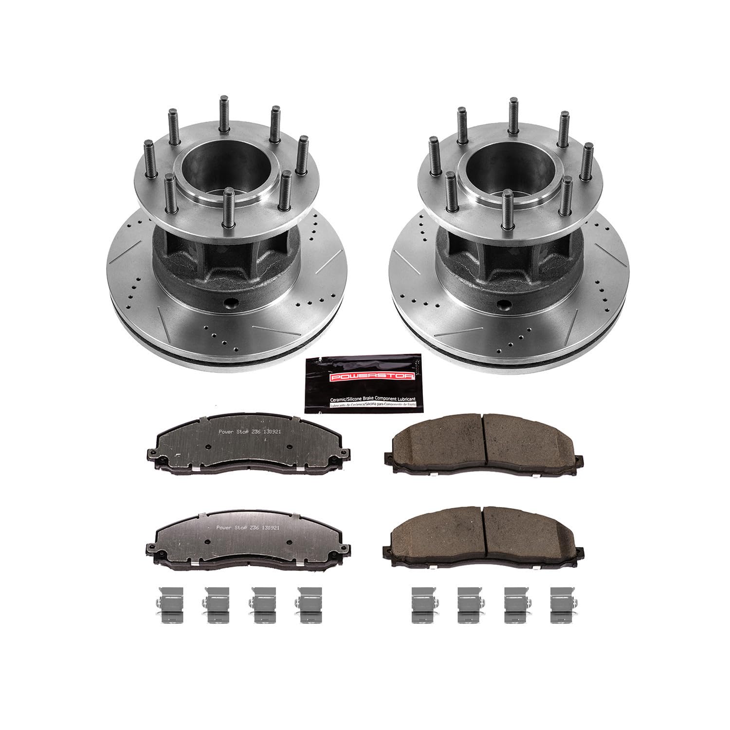 Power Stop K6823-36 Z36 Truck & Tow Front Brake Kit, Carbon Fiber Ceramic Brake Pads and Drilled/Slotted Brake Rotors For Ford F-350 Super Duty 2013-2016 [Model Specific]
