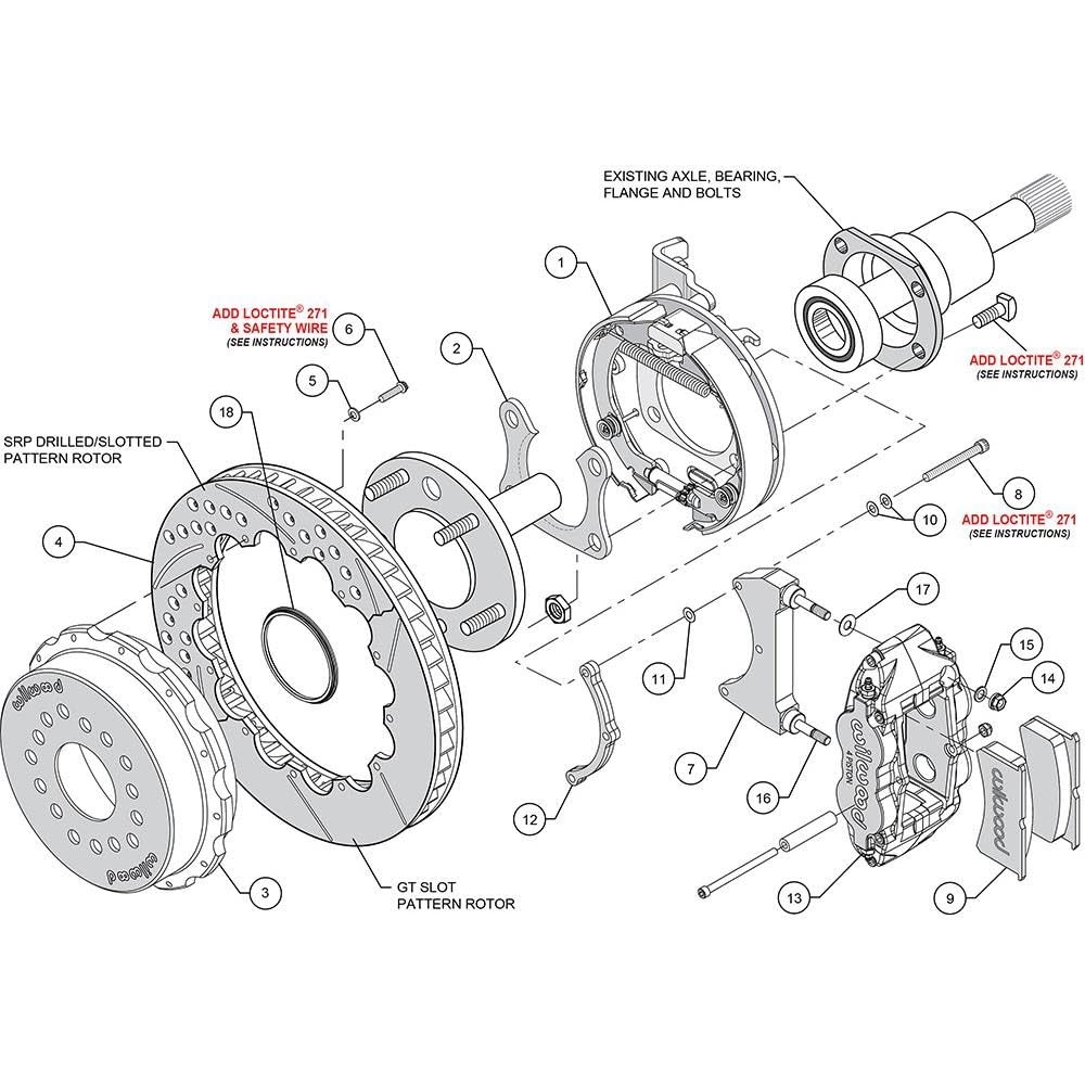 Rear P-Brk Kit, FNSL4R, 12.88" Drilled