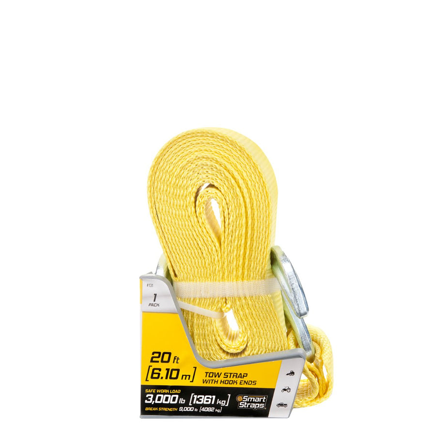 Tow Strap SmartStraps - 20ft YW Tow Strap w Hooks 1pk 10,000lb