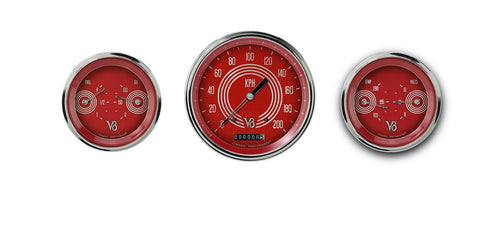 V8RS64SLC Classic Instruments V8 Red Steelie Three Gauge Set