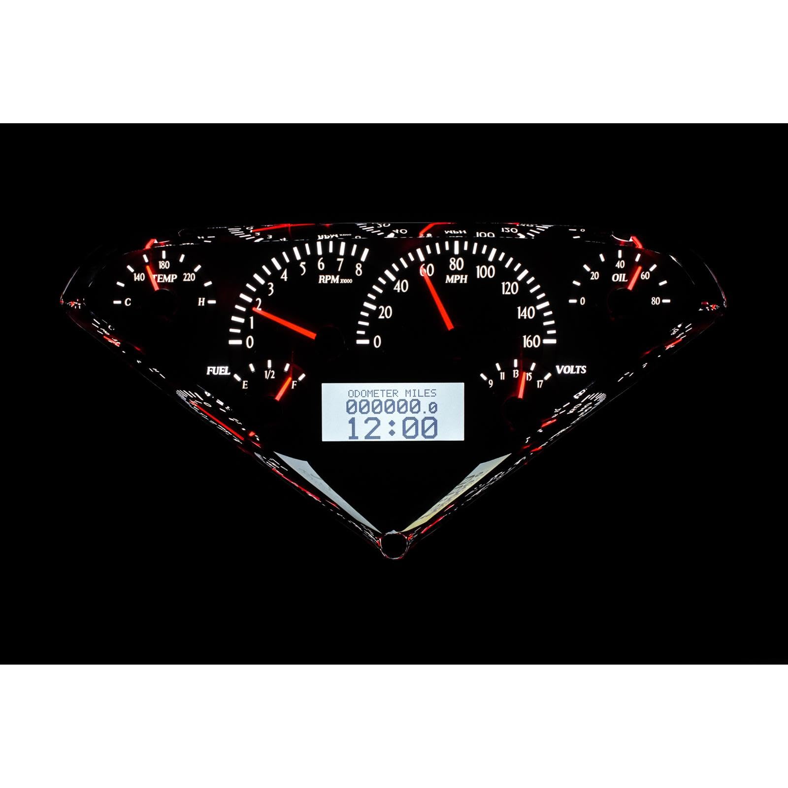 Dakota Digital 55 56 57 58 59 Chevy Analog Pickup Truck Dash Gauges Silver Alloy White VHX-55C-PU-S-W