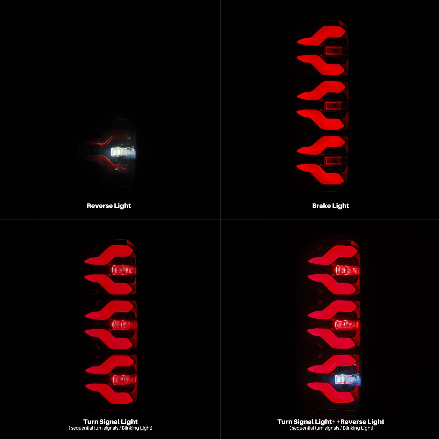 Alpharex LUXX-Series LED Tail Lights Black Red For 87-96 F-Series F150 F250 F350/Bronco