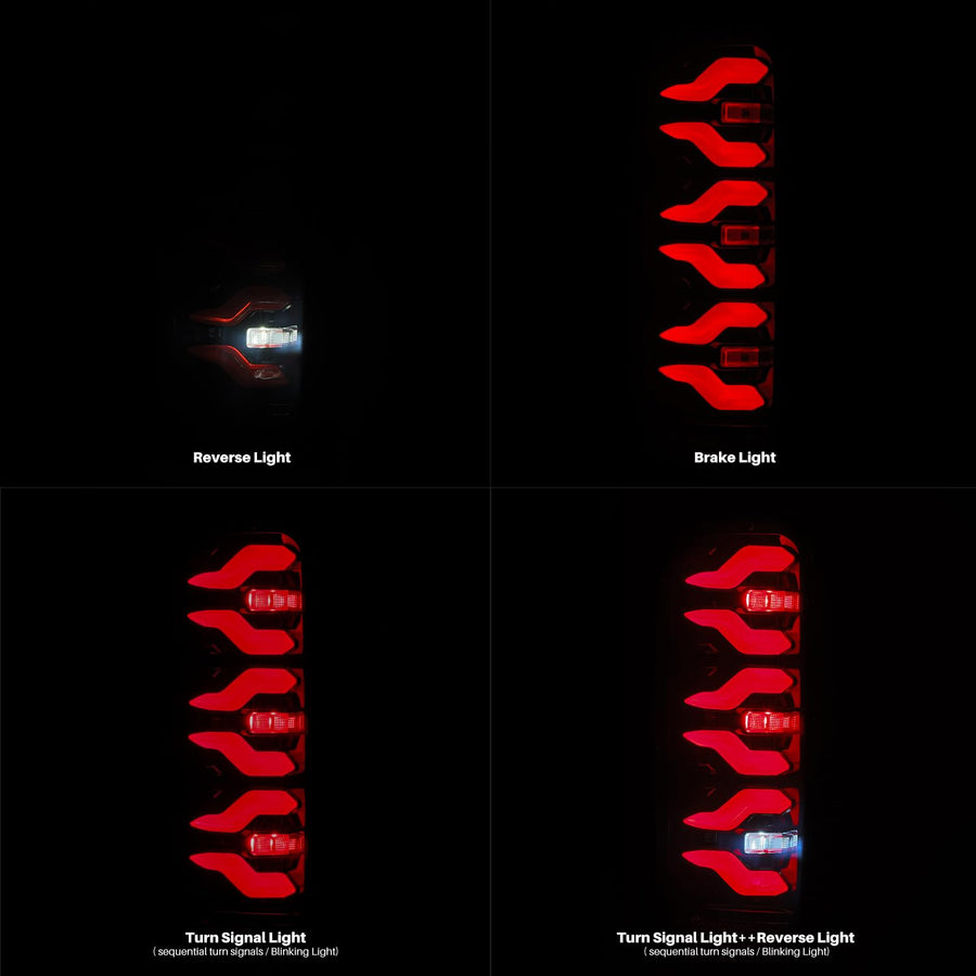 Alpharex LUXX-Series LED Tail Lights Black Red For 87-96 F-Series F150 F250 F350/Bronco