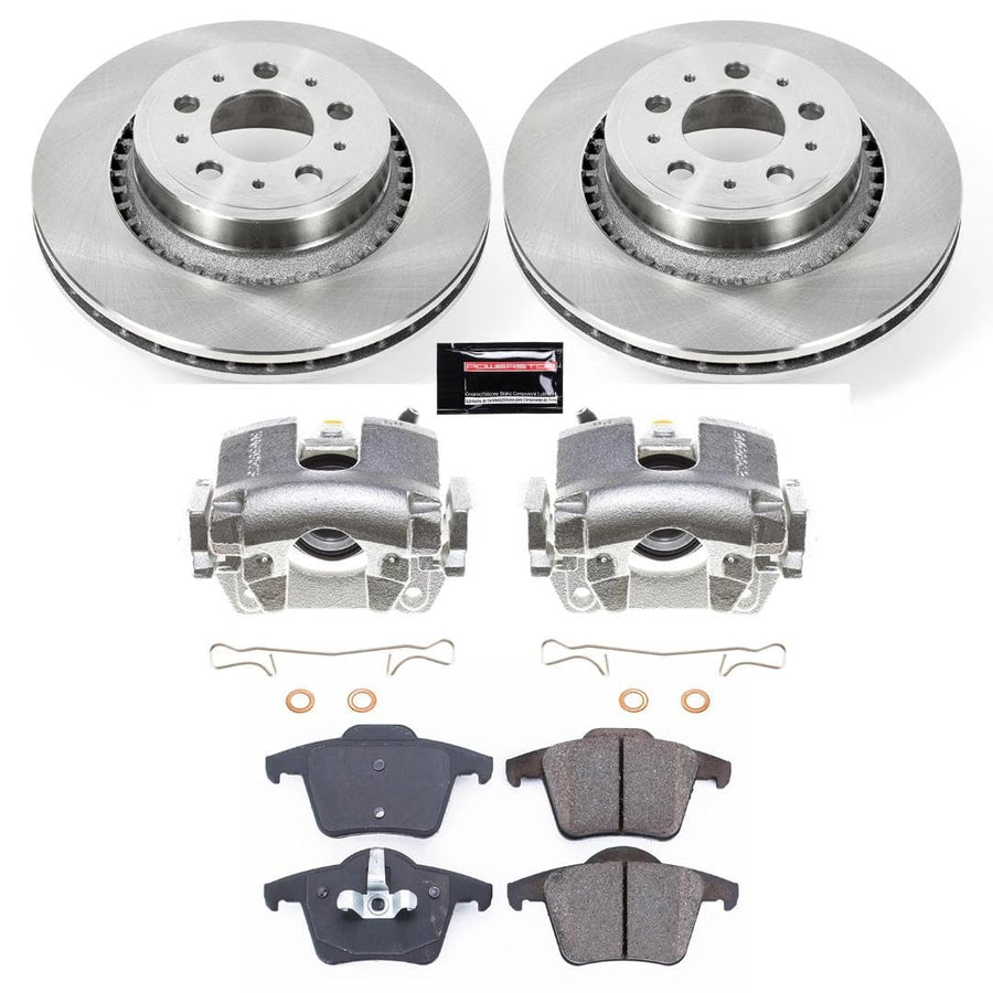 Power Stop KCOE3039 Rear Stock Replacement Caliper Kit- OE Rotors, Ceramic Brake Pads, Calipers For Volvo XC90 2003-2014 [Model Specific]