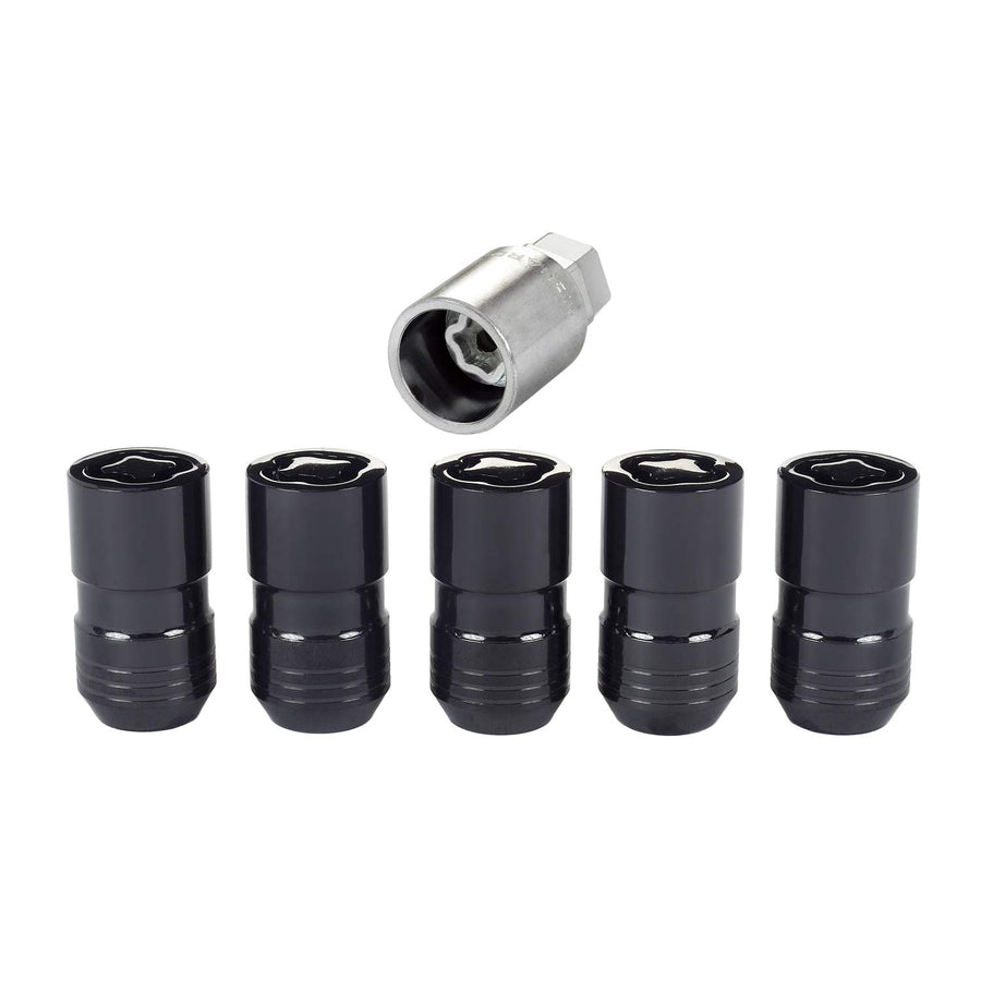 Black McGard Cone Seat Wheel Locks (M14 x 1.5 Thread Size) - Set of 5