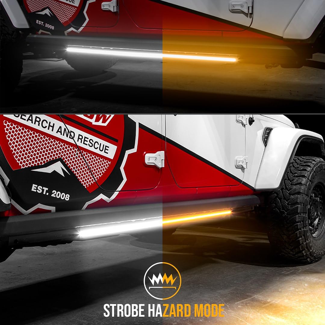 XK GLOW 2x48in White + Amber Jeep & Truck Running Board Light w/Turn Signal XK041022