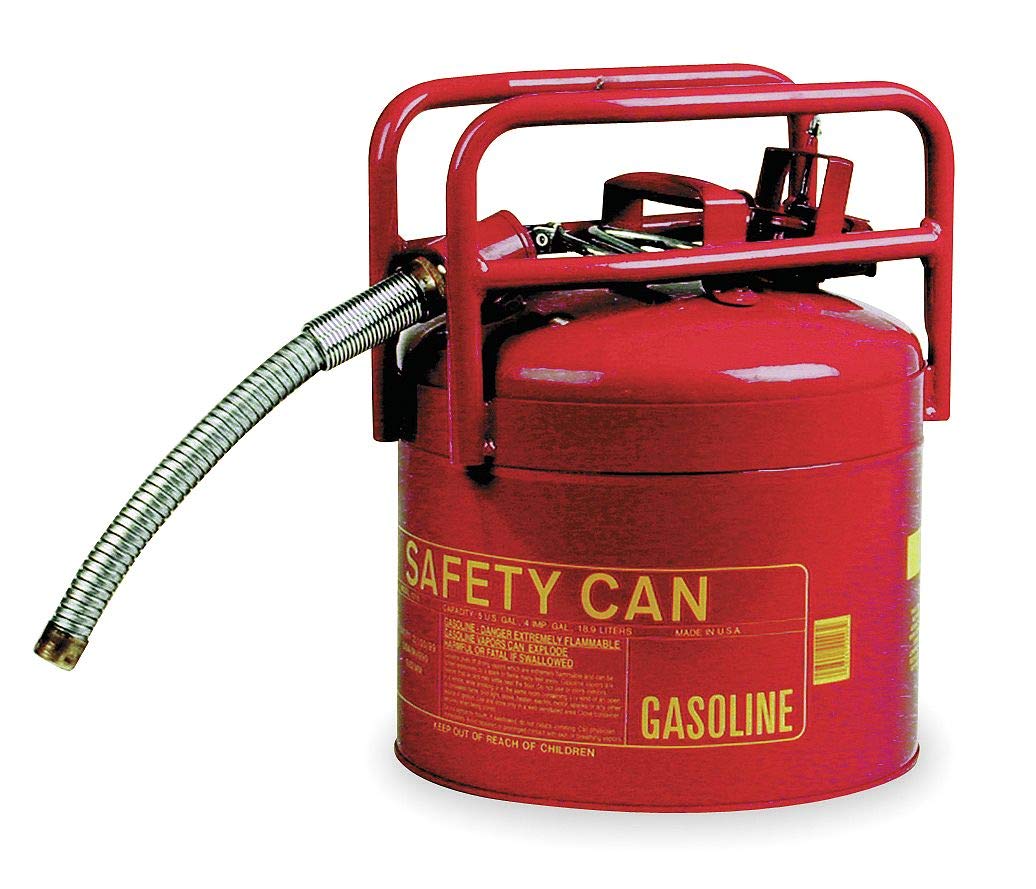 Eagle Type II 1215 Red DOT Transport Safety Can with 1" Spout, 5 Gallon Capacity, 15.75" Height, 12.5" Diameter