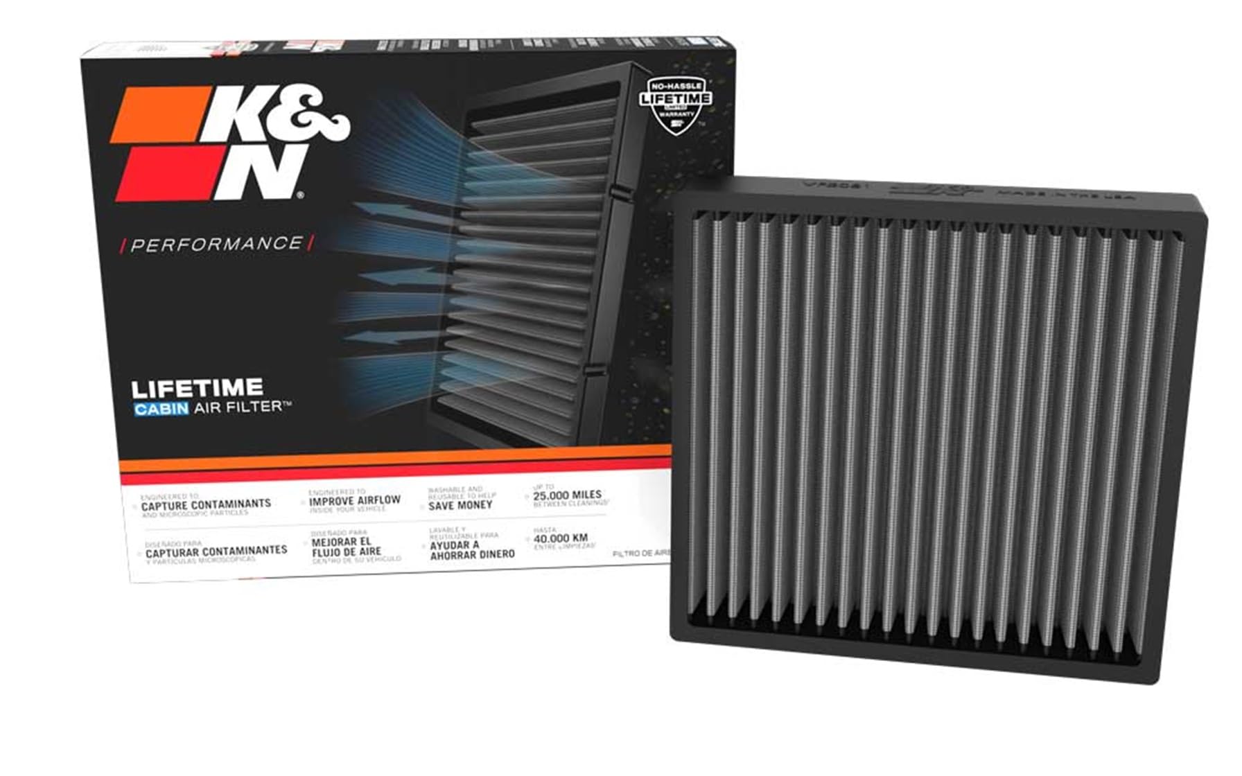 Cabin Air Filter K&N LIFETIME: Premium, Washable, Clean Air for your Cabin: Compatible with 2019-2024 Land Rover: Defender, Discovery, VF2081