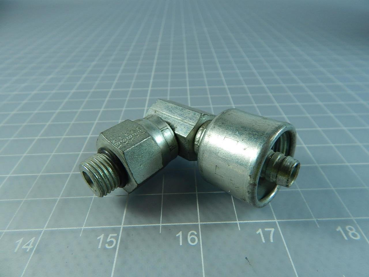 MegaCrimp Gates 6G-6MBX90 Couplings, Male O-Ring Boss Swivel, Zinc Plated Carbon Steel, 2.48", 90° Bent Tube, 3/8" ID
