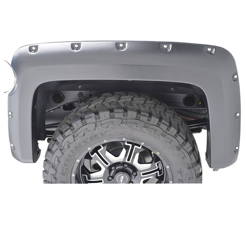 Fender Flares Black Horse Riveted Style Compatible with 2014-2018 Chevrolet Silverado 1500-FF-CHSIL-SM-PKT