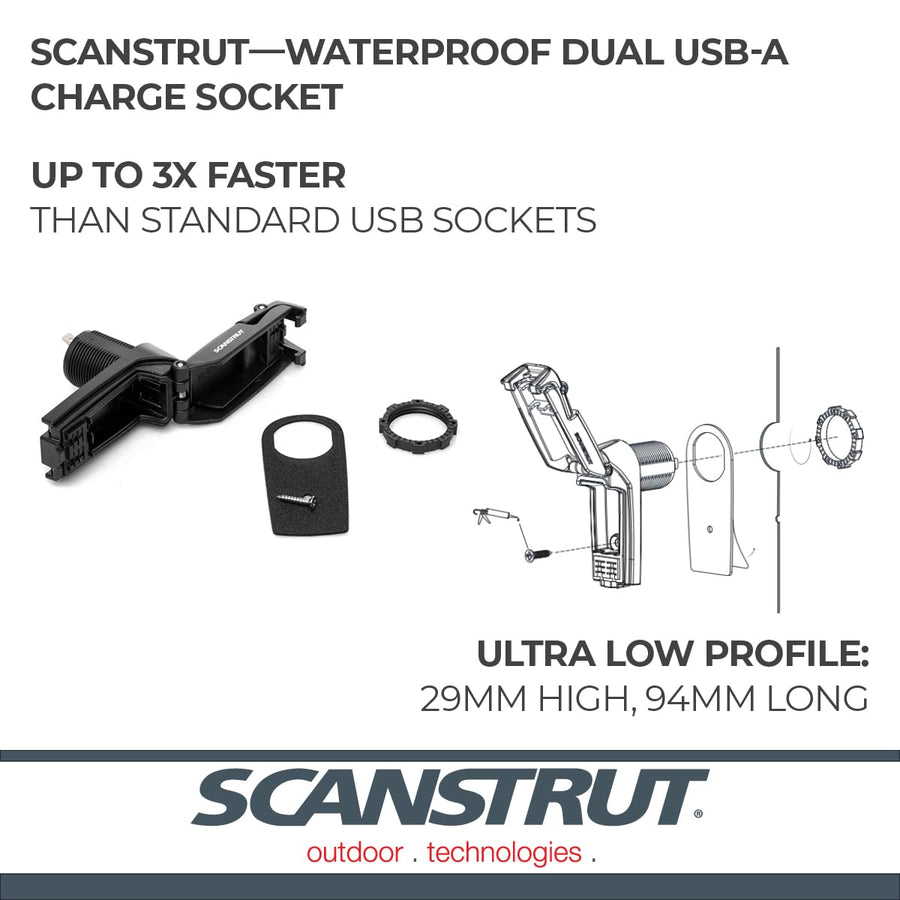 Scanstrut ROKK Charge+ Waterproof Dual USB Fast Charge Socket SC-USB-02