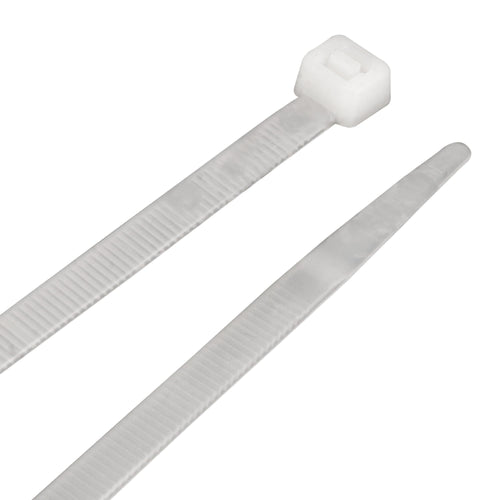 W2906 Performance Tool 100 Pc White Cable Ties - 4-Inch Length, Tensile Strength 18 Lbs, Resealable Bag