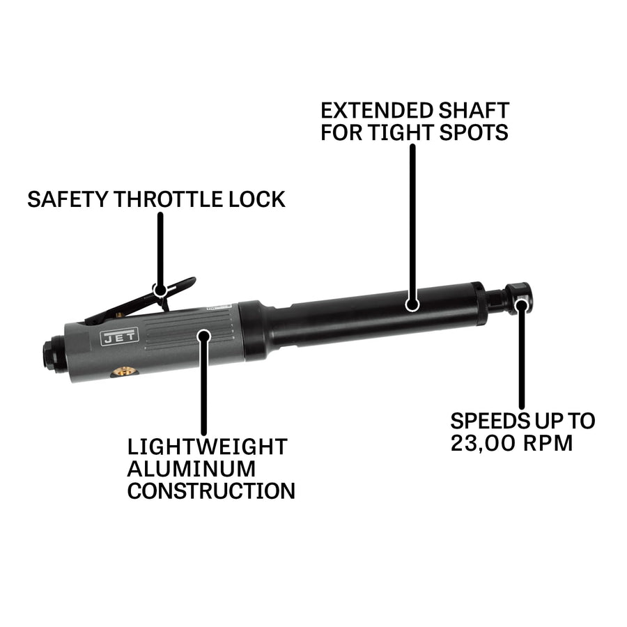 JET Pneumatic 1/4-Inch Extended Die Grinder, 23000 RPM (Model JAT-402)