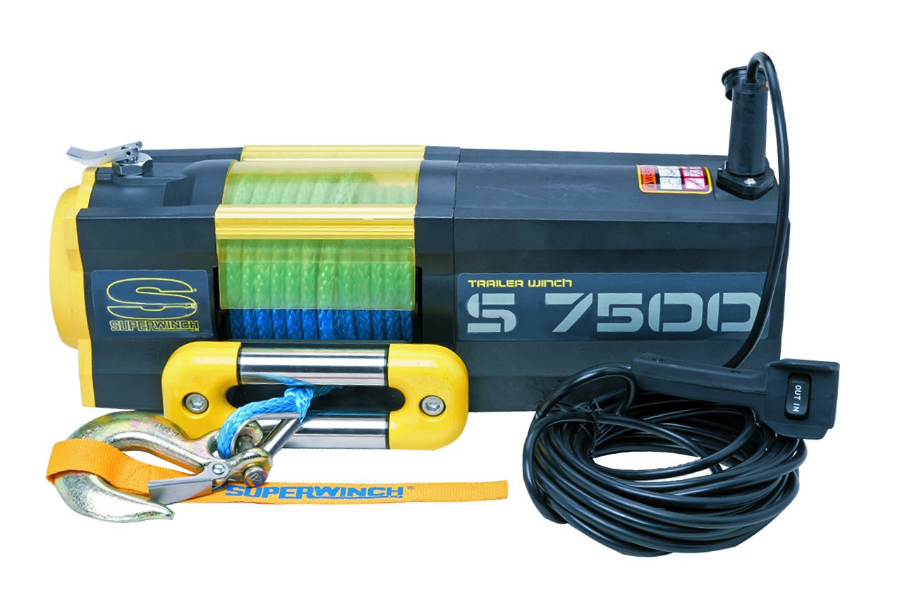 S7500 Superwinch 1475301 24V 7500 lb Winch with Synthetic Rope (Stainless Steel Roller Hawse, 30' Remote)