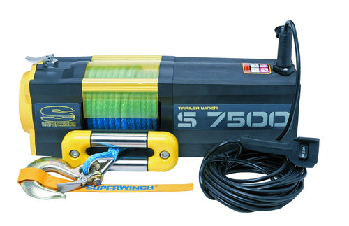 S7500 Superwinch 1475301 24V 7500 lb Winch with Synthetic Rope (Stainless Steel Roller Hawse, 30' Remote)