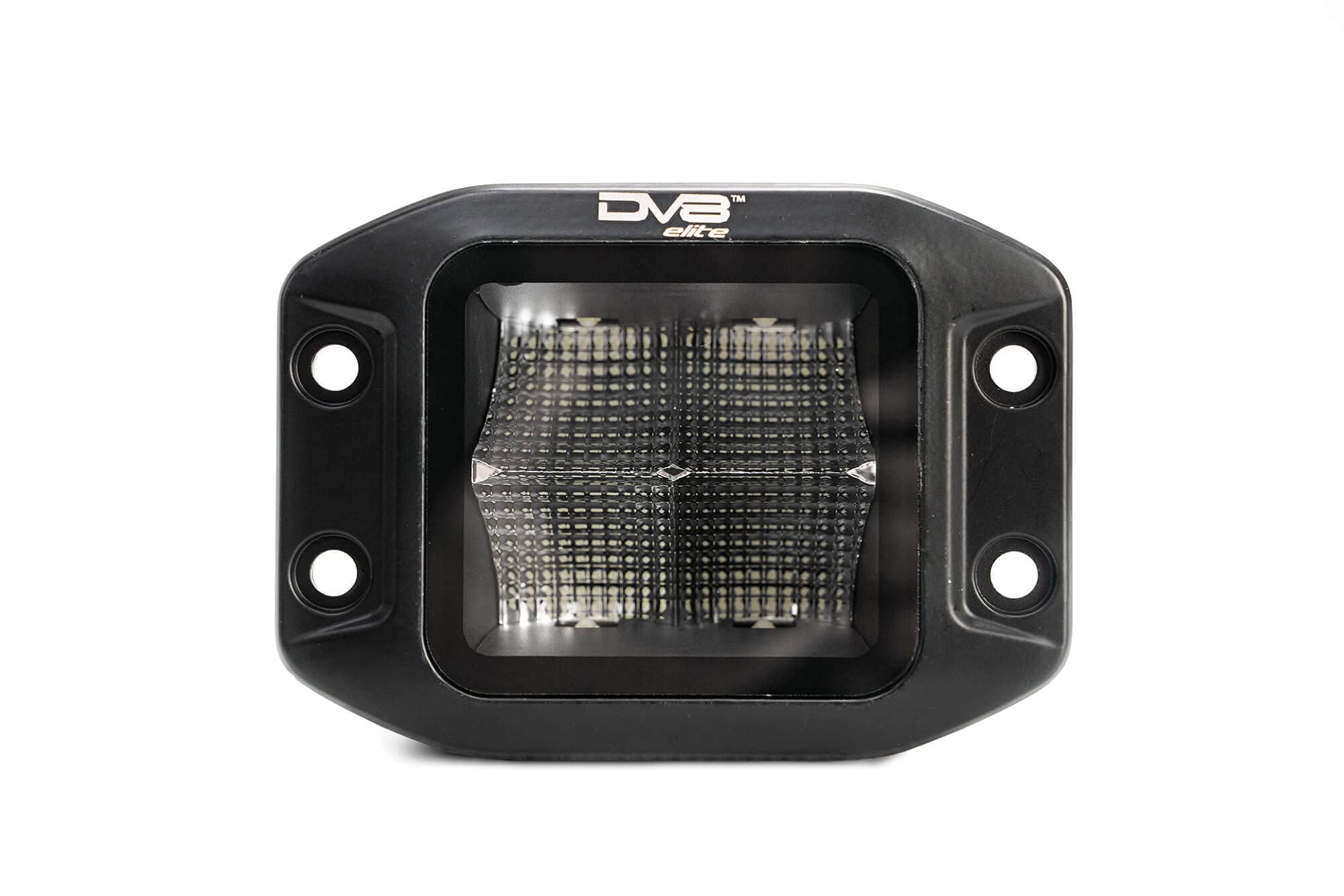3" DV8 Offroad Elite Series Flush Mount Light Pod | 4,800 Lumen from OSRAM LED's | Bezel-Less Housing w/Heat Fins | IP 68 Rated UV Resistant Lens | Flood Pattern