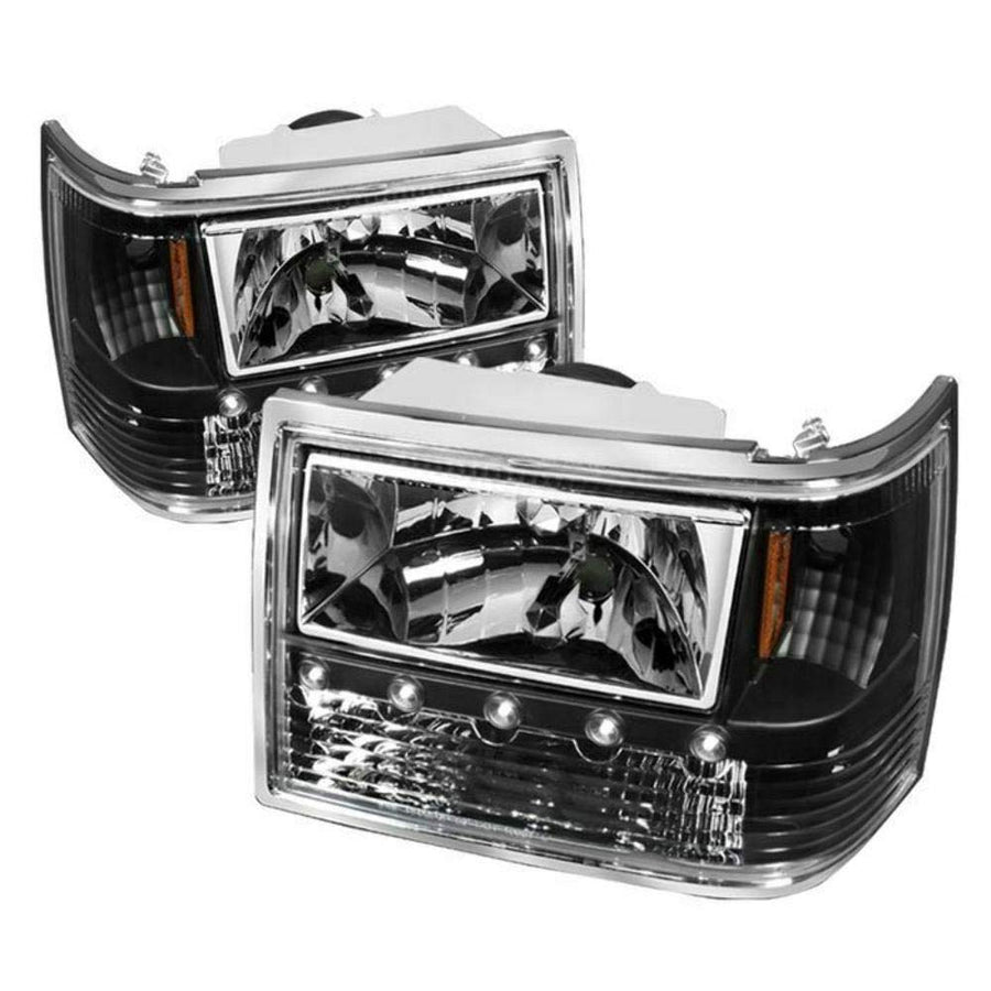 Crystal Headlight Spyder Auto HD-ON-JGC93-1PC-LED-BK