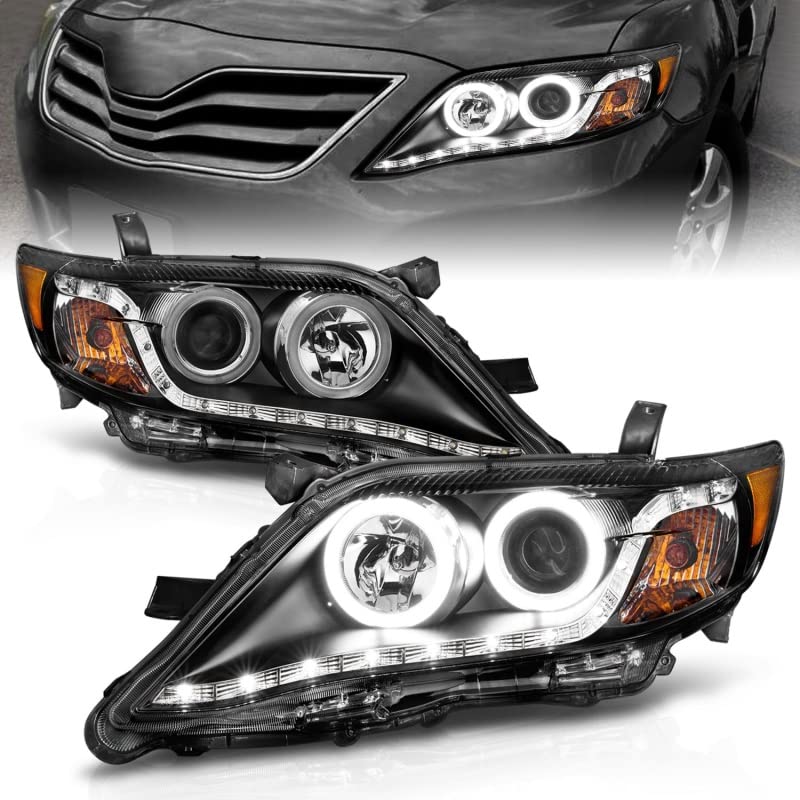 121442 ANZO USA Headlight Set Projector w/CCFL Halo-Black