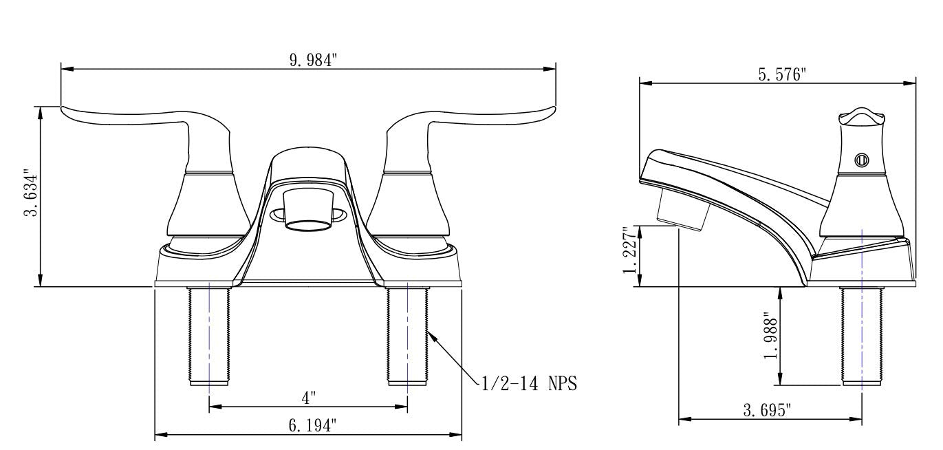 Dura Faucet RV Bathroom Faucet DF-PL700LH-CP with Winged Levers (Chrome)