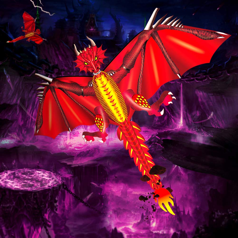 Flying Tail with Kite Outdoor for Children Park Family Classical Dragon Cloth