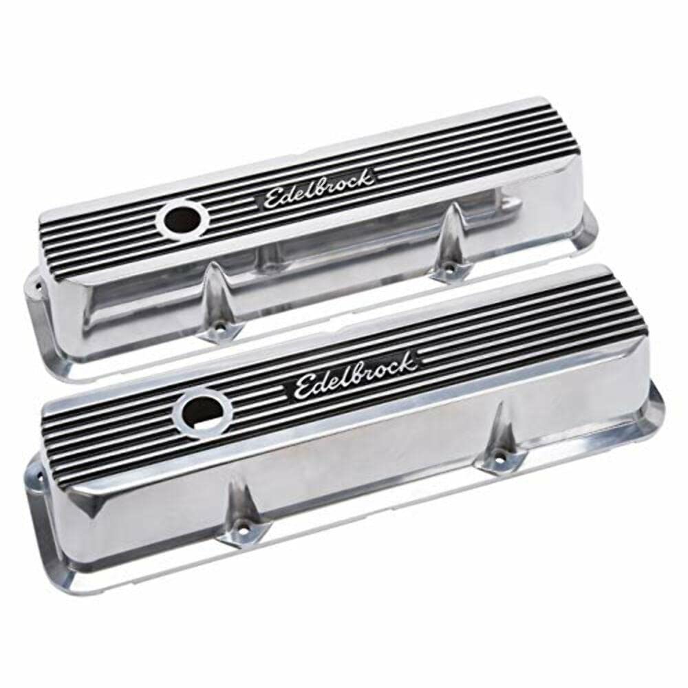 Elite II Series Edelbrock Valve Cover Polished Raised Fins 3.55 in. Overall Height