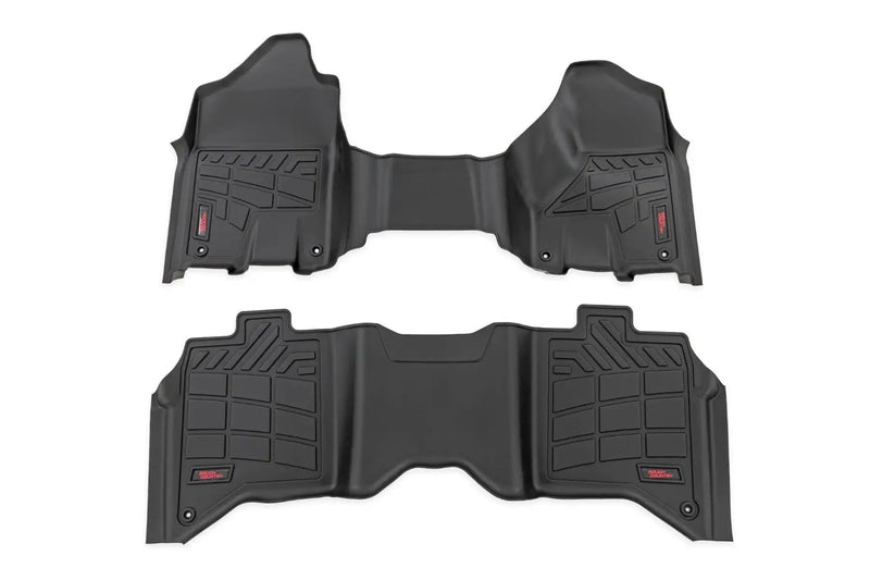 Sure-Fit Rough Country Floor Mats for Ram 2500/3500 (2019-2024) Crew Cab with Front Bench Seat - Waterproof, Non-Slip Flexible Floor Mat, Front & Rear Set
