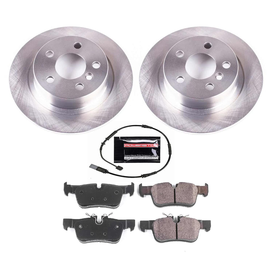 Power Stop KOE8111 Rear Replacement Brake Kit-OE Brake Rotors & Ceramic Brake Pads and 1 Rear Sensor Wire For Mini Cooper, Mini Cooper Clubman, Mini Cooper Countryman [Model Specific]