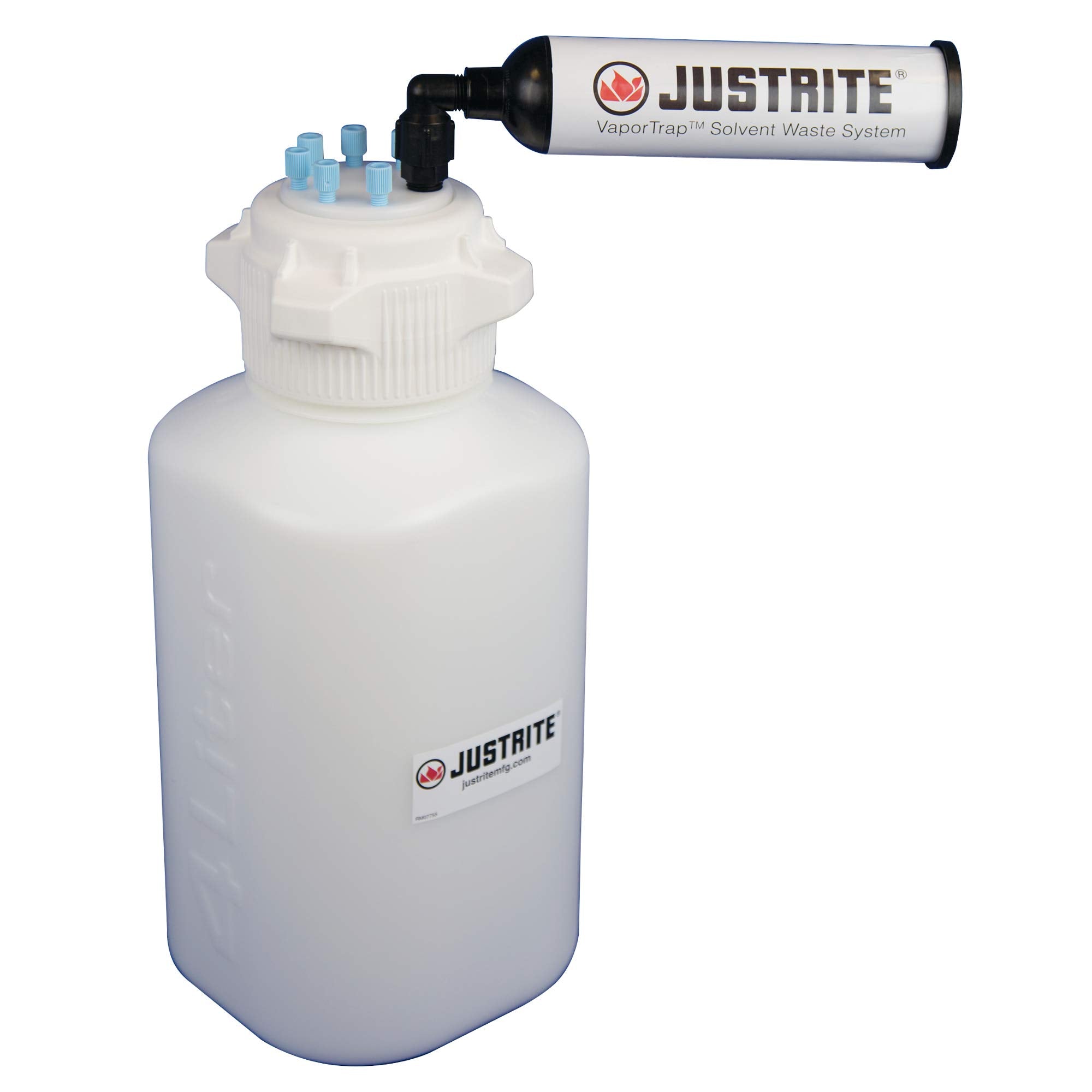 VaporTrap Justrite 12800 Carboy with Filter Kit, 83mm, 4L, 6 Ports