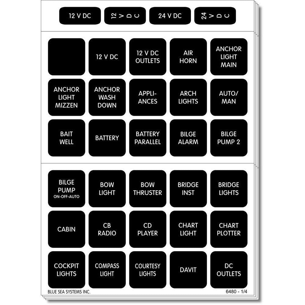 Square Format Label Set Blue Sea Systems - 120
