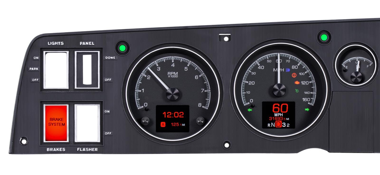 Dakota Digital HDX-68D-CHG-K Compatible with 1968-70 Charger Dodge, Super Bee, 1969-70 Coronet R/T, 1970 Plymouth GTX and Road Runner Customizable Analog Gauge System Black Alloy