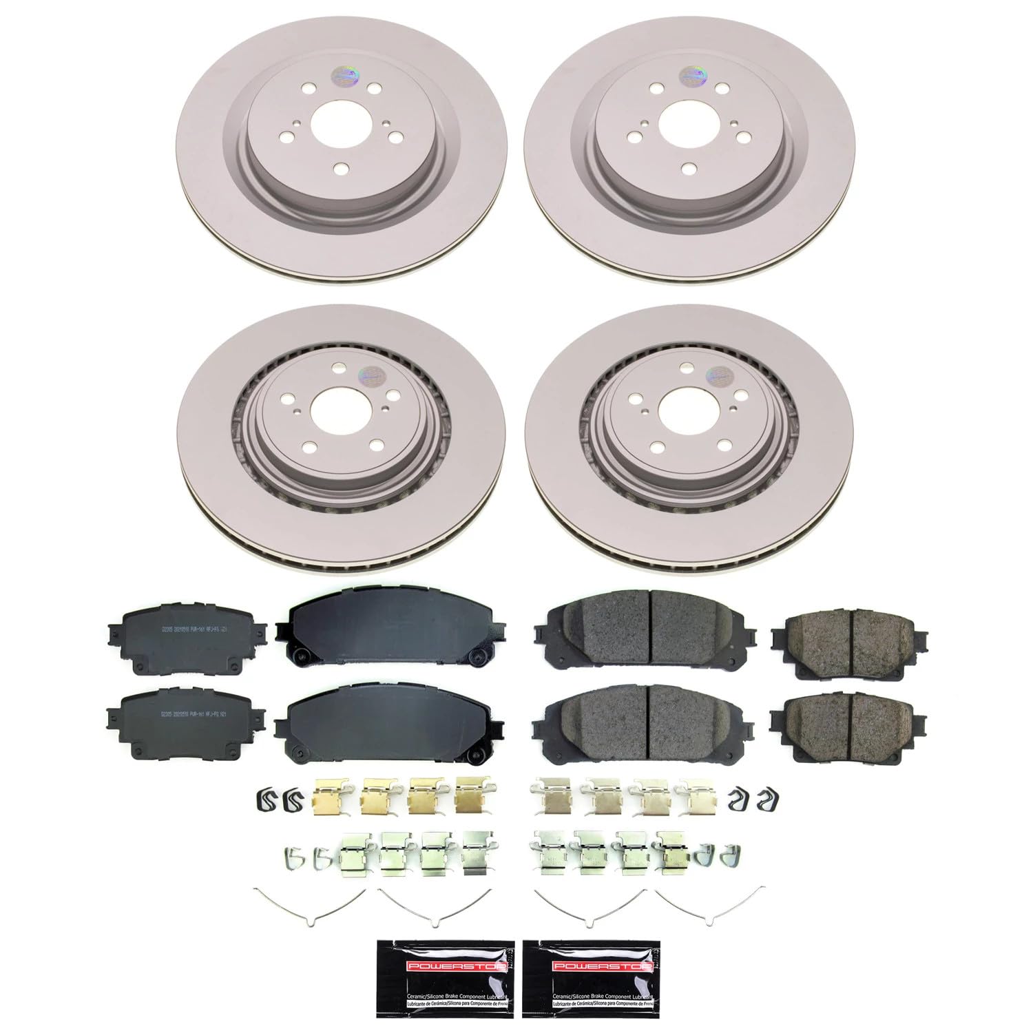 Power Stop CRK8817 Brake Kit For Toyota Highlander Front and Rear Geomet Coated Brake Rotors and Pads 2020-2022 [Application Specific]