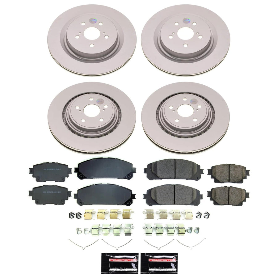 Power Stop CRK8817 Brake Kit For Toyota Highlander Front and Rear Geomet Coated Brake Rotors and Pads 2020-2022 [Application Specific]