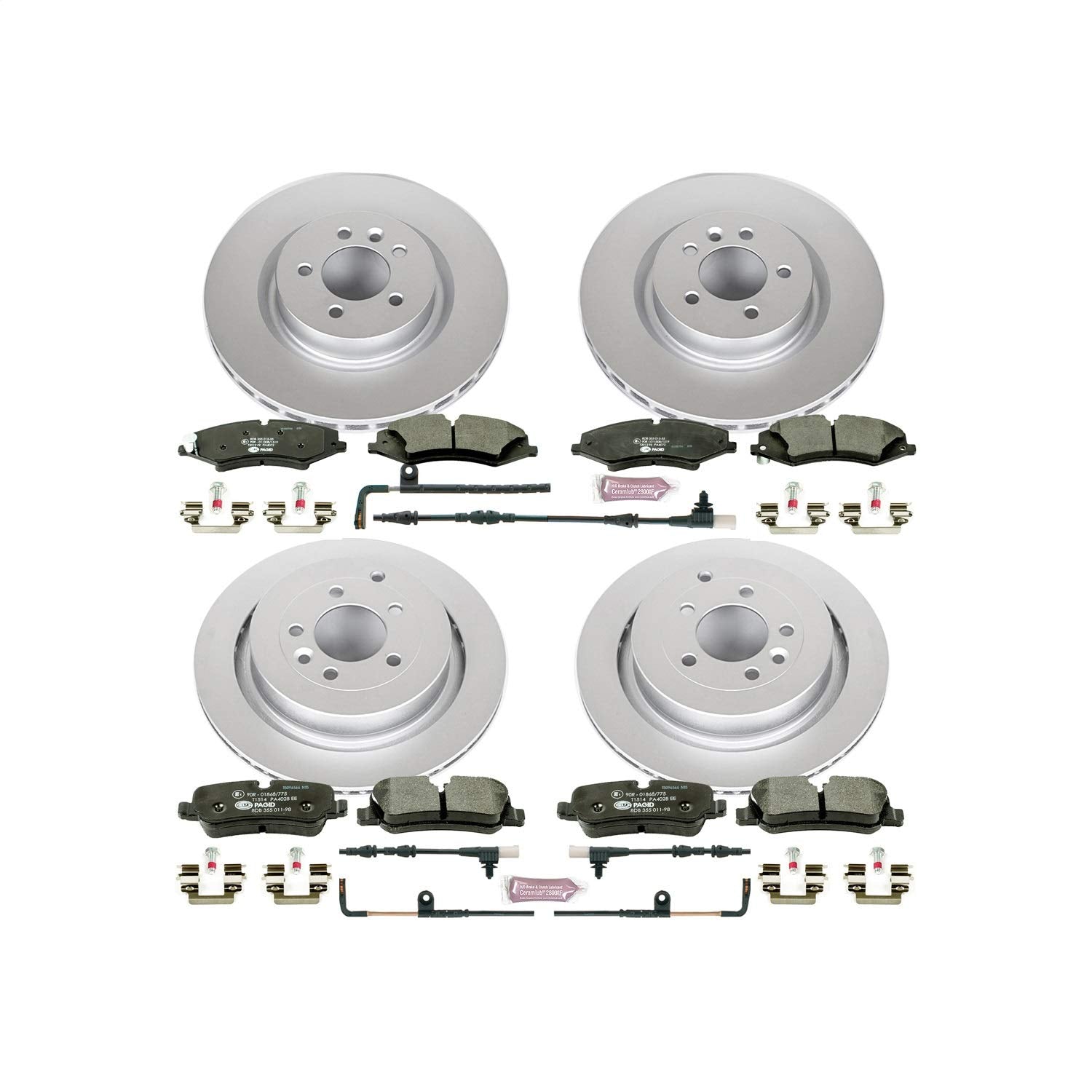 Power Stop Euro-Stop ESK6227 Brake Kit Front & Rear L& Rover and 1 Front & 1 Rear Sensor Wires For Land Rover Range Rover Sport 2010-2013 [Model Specific]