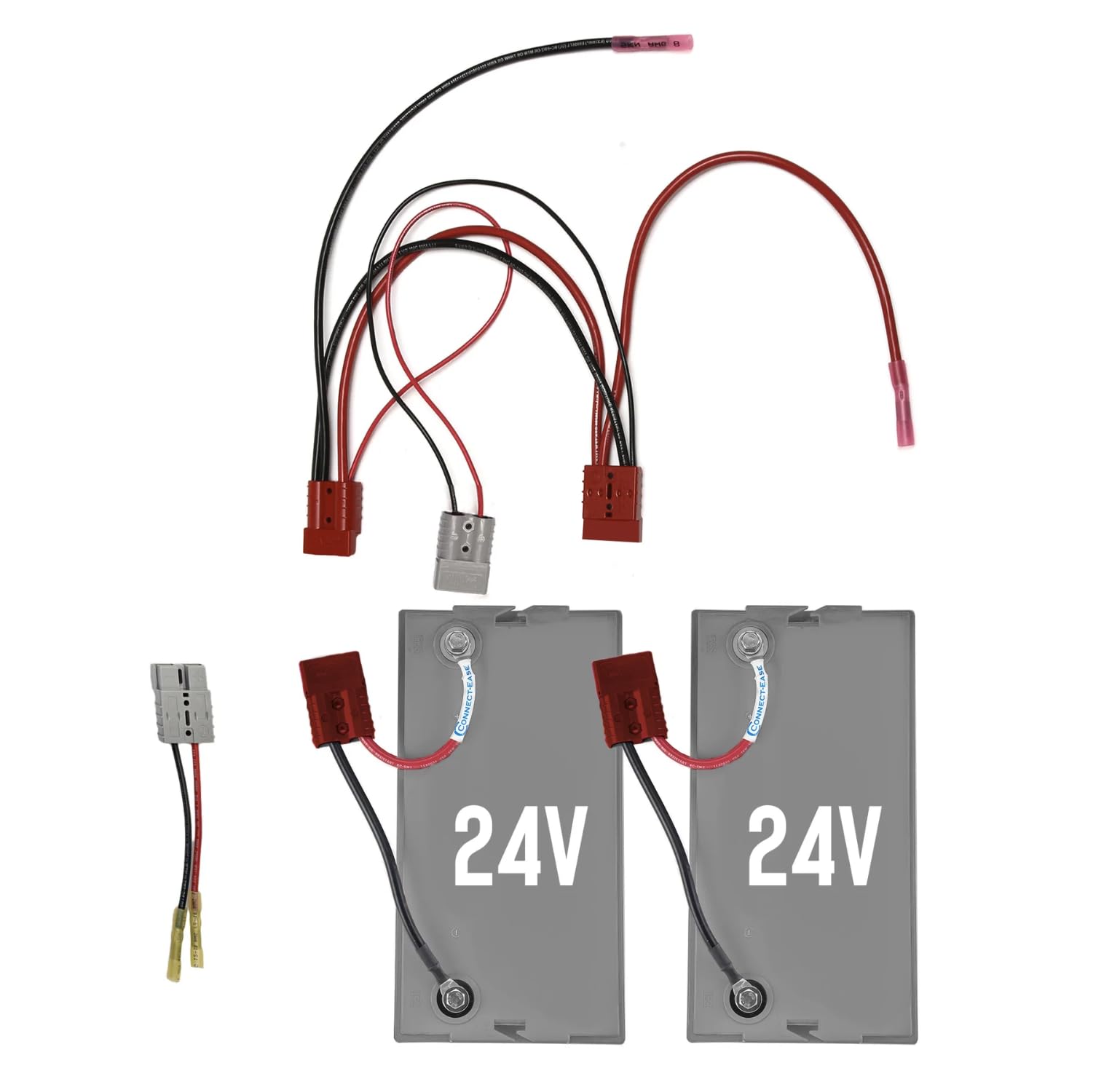 Double Time - Connect-Ease - 24V parallel Kit for (2) 24V batteries to (1) 24V trolling motor W charging Leads - RCE224VCHK
