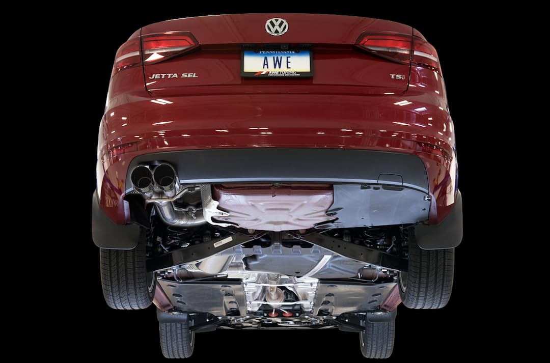 Mk6 Jetta 1.8T AWE Tuning Track Edition Exhaust - 2.0T Diamond Black Tips - 3020-23028