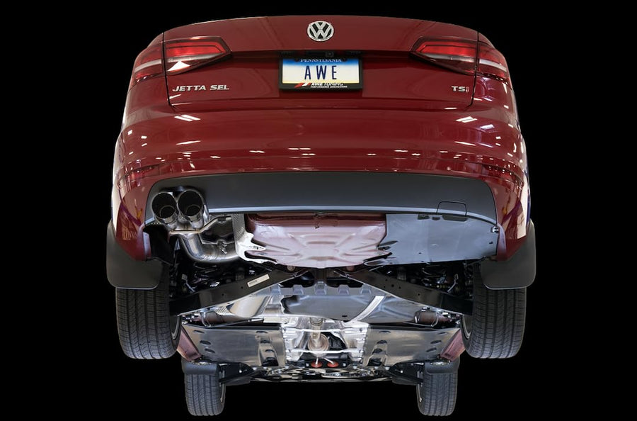 Mk6 Jetta 1.8T AWE Tuning Track Edition Exhaust - 2.0T Diamond Black Tips - 3020-23028