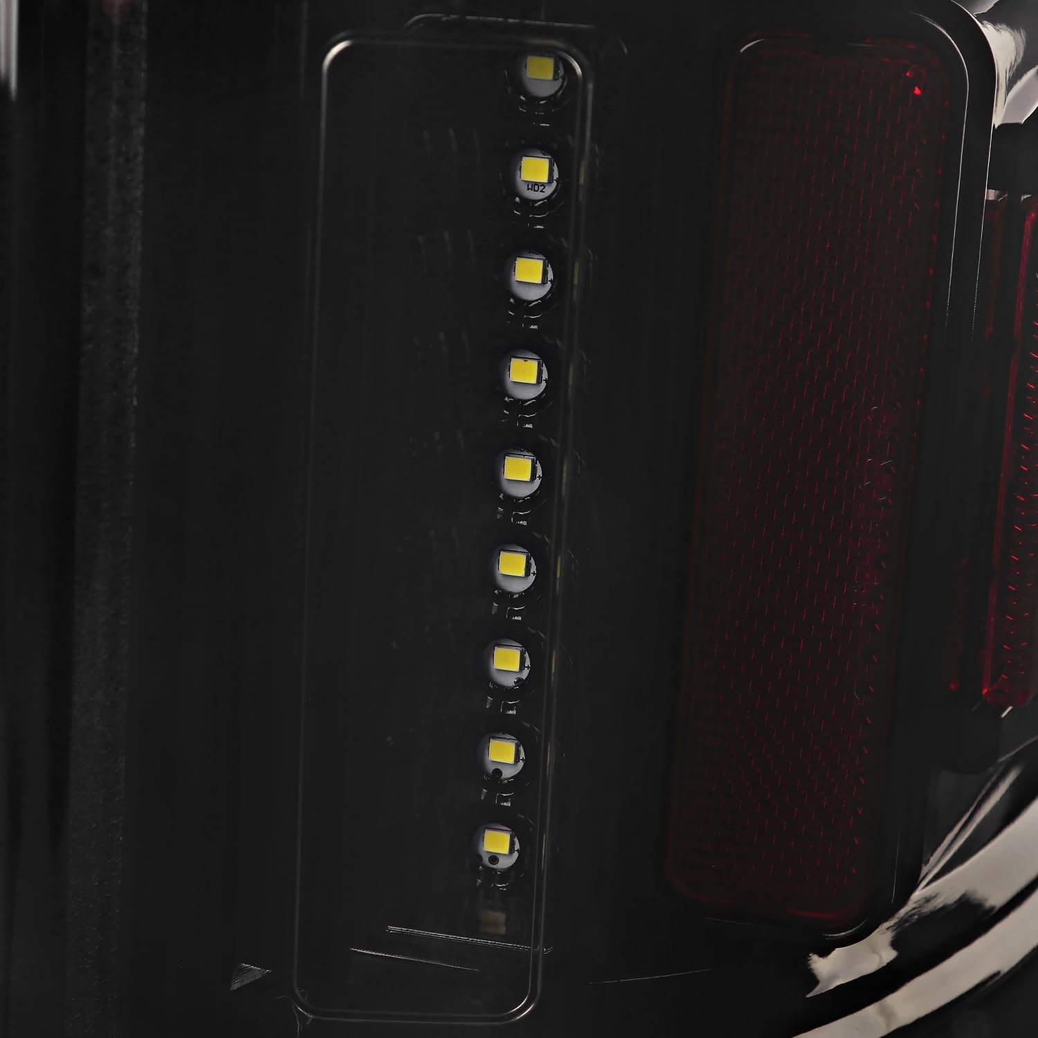 Glossy Black Smoke SPEC-D TUNING Full LED Tail Lights w/White LED Light Bar Compatible with 2019-2023 Ram 1500, Left + Right Pair Assembly