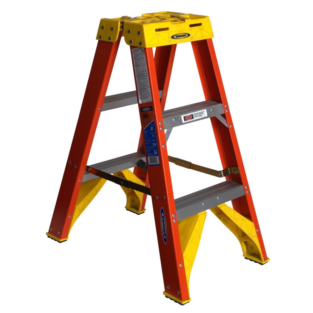 T6203 Werner 300-Pound Duty Rating Fiberglass Twin Stepladder, 3-Foot