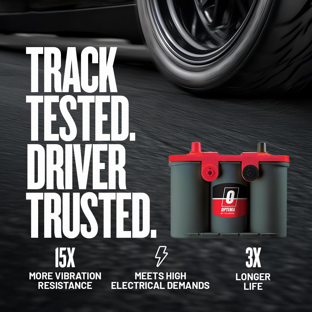 OPTIMA Batteries 75/25 High Performance RedTop Sealed AGM Car, Truck, and SUV Starting Battery, 720 CCA, Dual SAE and GM Terminals, Maintenance Free, Versitile Mounting