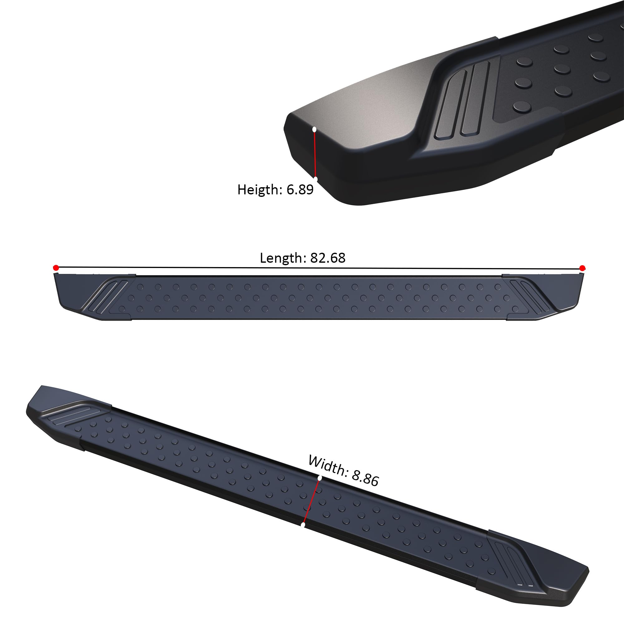 Storm Black Horse Running Boards Compatible with 2009-2025 Ford F-150 -STF379 Black