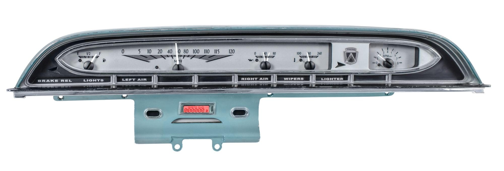 Dakota Digital VHX-61F-GAL-S-R Analog Dash Gauge System with Ford 1961 Galaxie Compatible, Silver Alloy Style, Red Backlighting