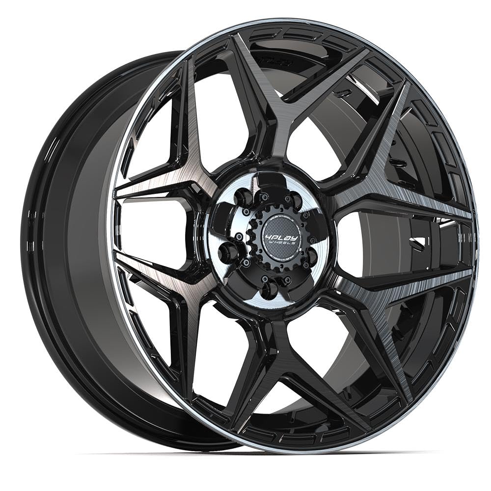 20 Inch 4PLAY Wheels Rim 4P06 Fits 5x127 & 5x139.7 20x9 Gloss Black Brushed with Tinted Clear (1)